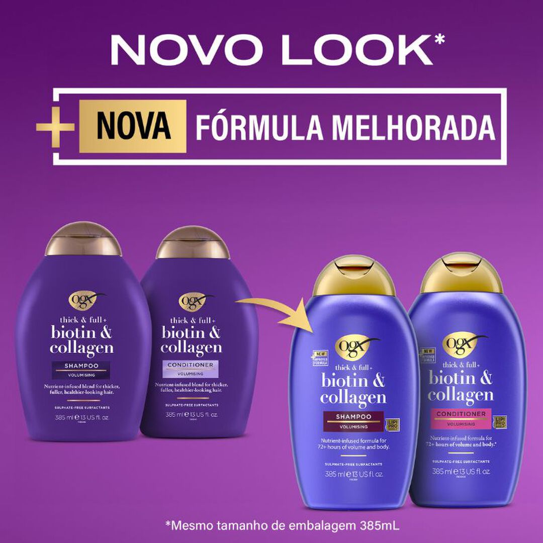 OGX Biotin Collagen Champô volumizante de Biotina e Colagénio - 385ml