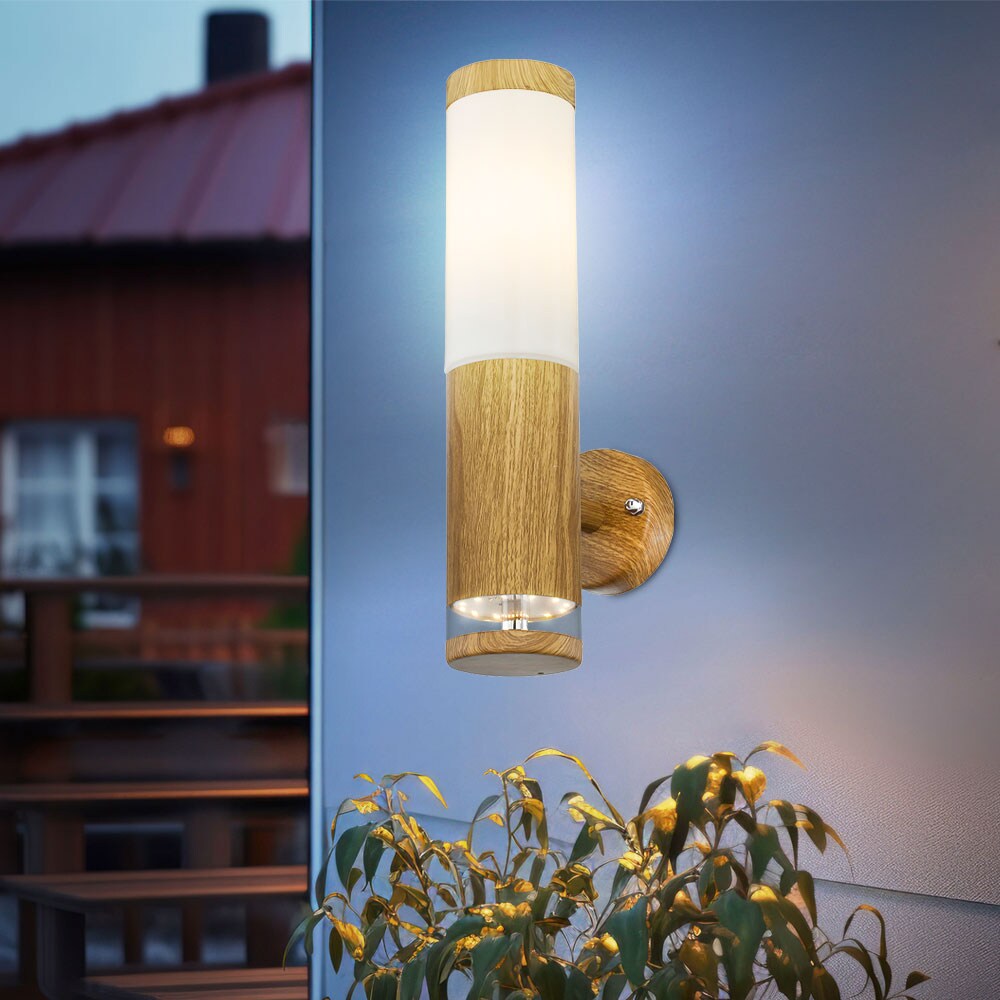 RGB LED Wandleuchte, Bewegungsmelder, Holz-Optik, H 35 cm