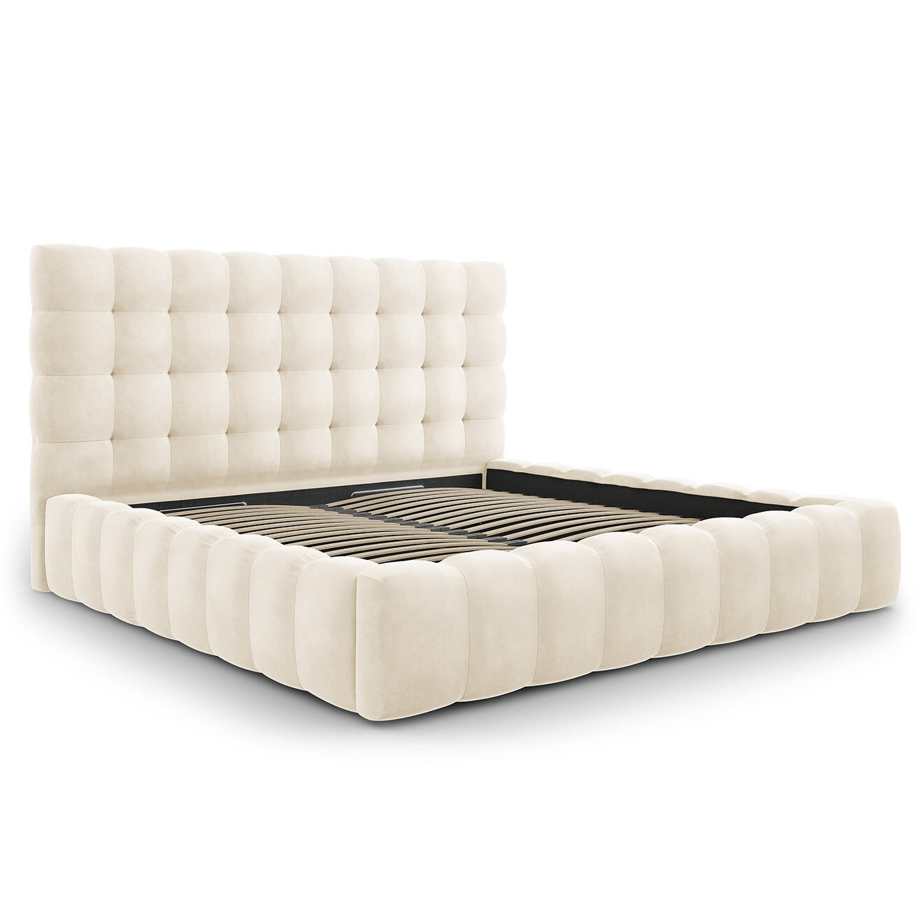 Cosmopolitan Design Lit avec coffre de rangement Bali Velours beige clair - 200x200 cm