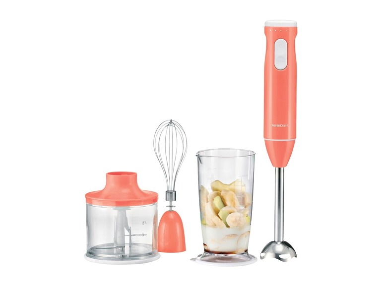 SILVERCREST® staafmixerset, 5-delig, 600 watt, met edelstalen opzetstukken, maatbeker