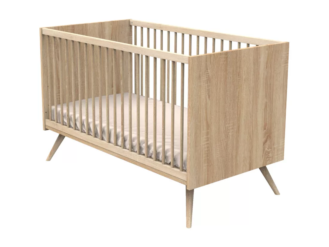 Lit bébé évolutif 140x70cm en bois marron