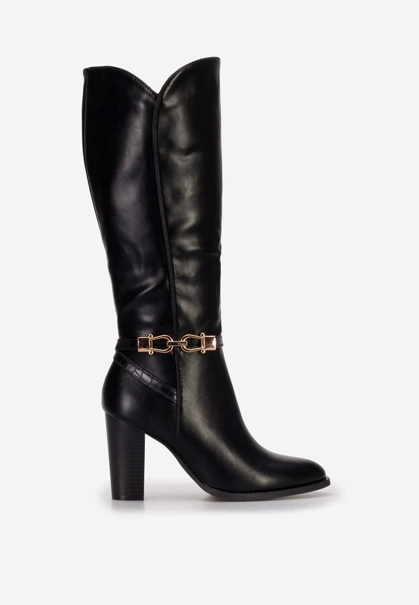 Bottes à talon carré noires Casara V2
