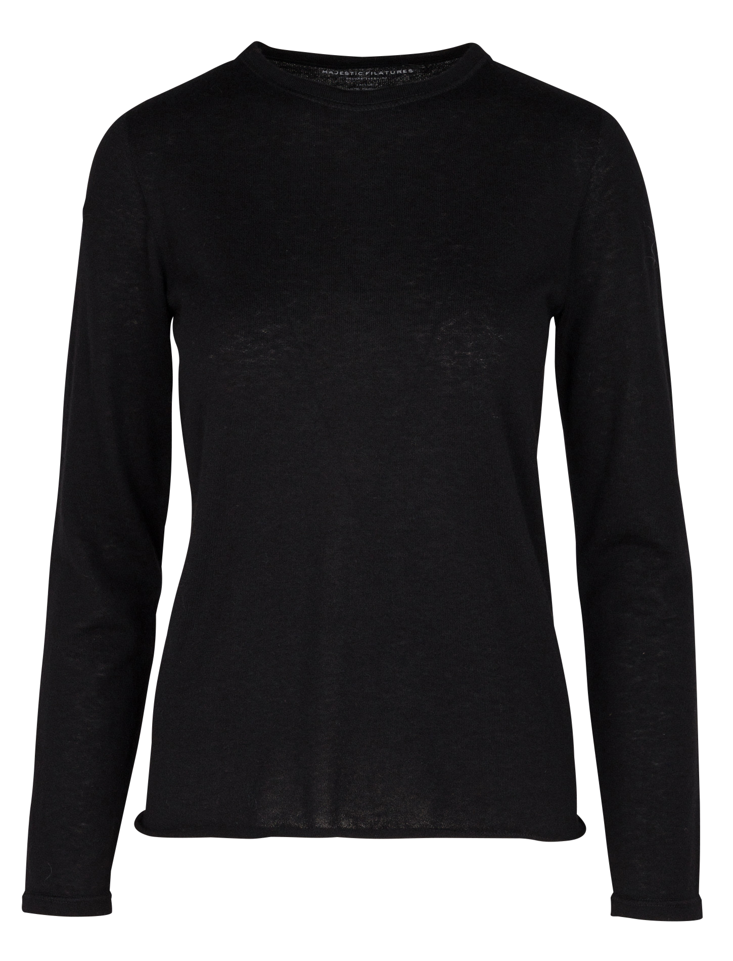 Pull fin col rond en cachemire | Noir