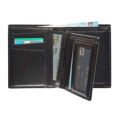 Maverick - Portefeuille anti-piratage avec porte-cartes amovible - 8,5 x 10,5 cm - cuir noir