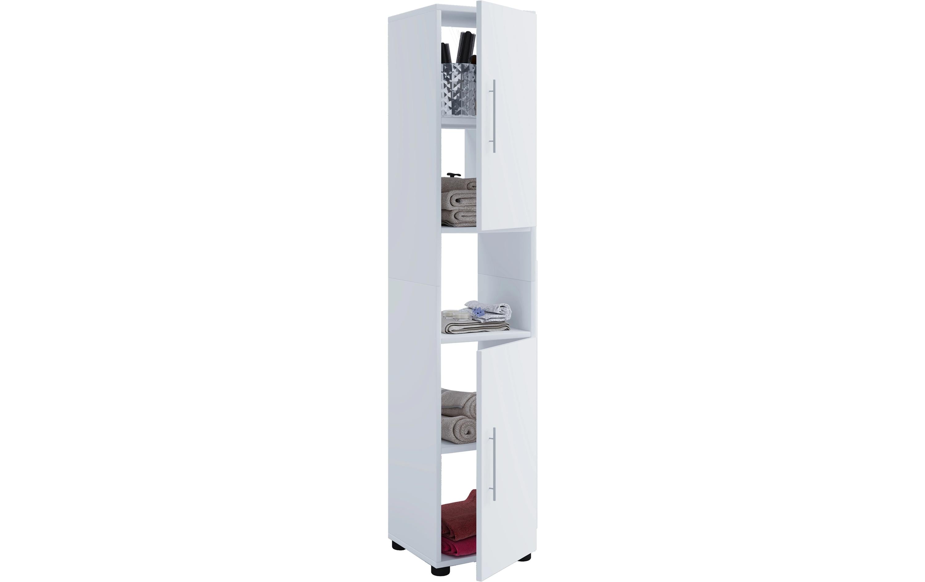 Badezimmerregal Flandu 31 x 160 cm, WeissHochschrank für das Badezimmer