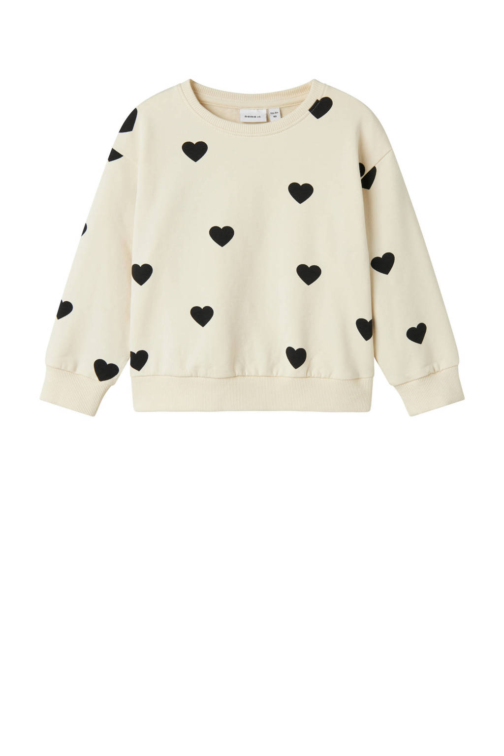 NAME IT sweater NMFODINA met hartjes ecru/zwart