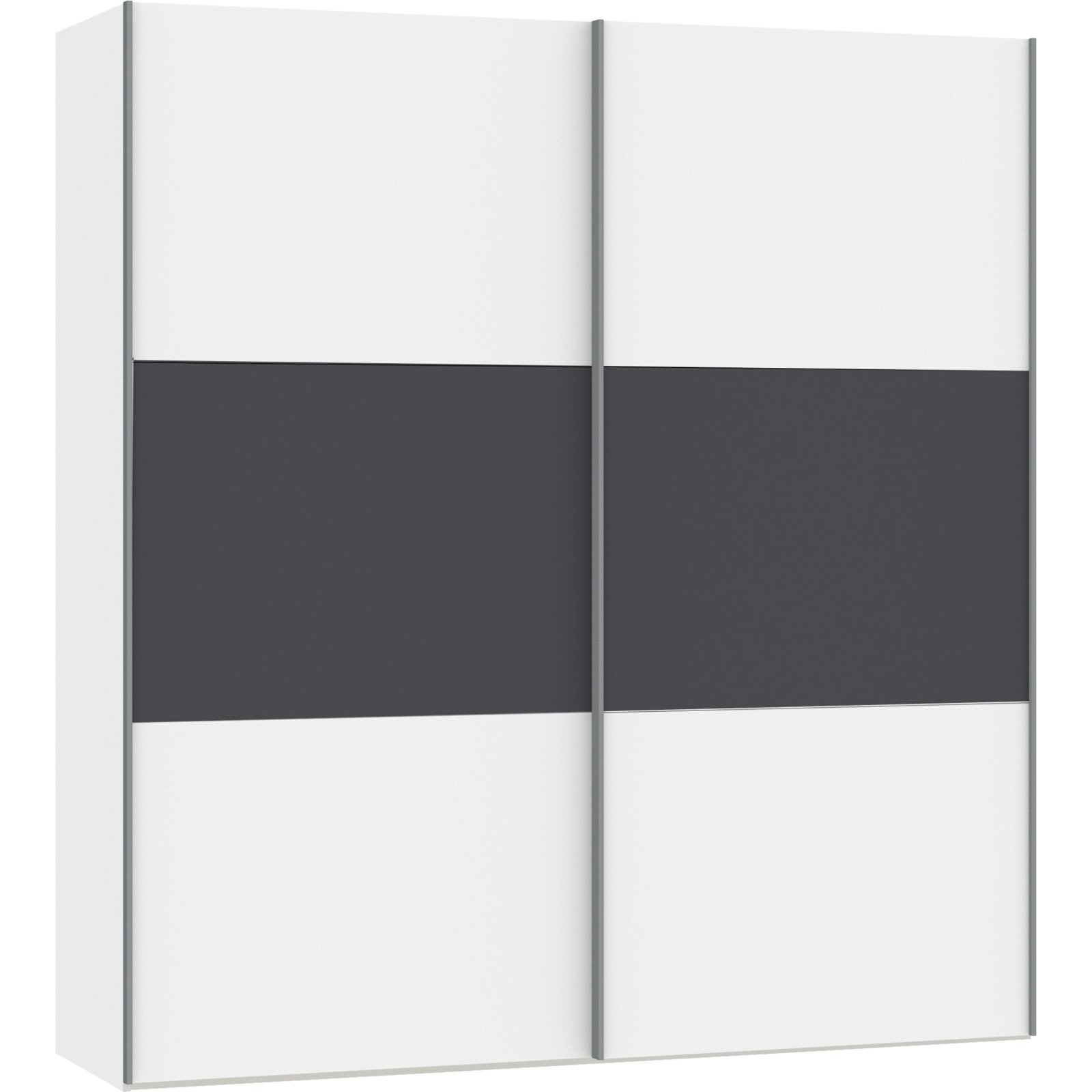 Schwebetürenschrank Schweizer 144 Spanplatte melaminbeschichtet premiumweiss/anthrazit matt
