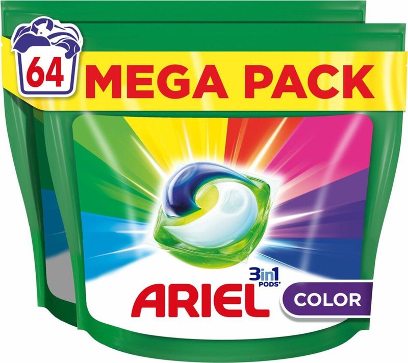 Ariel - 3in1 Wasmiddel Pods - Kleur - 64 Capsules - Oplosbaar