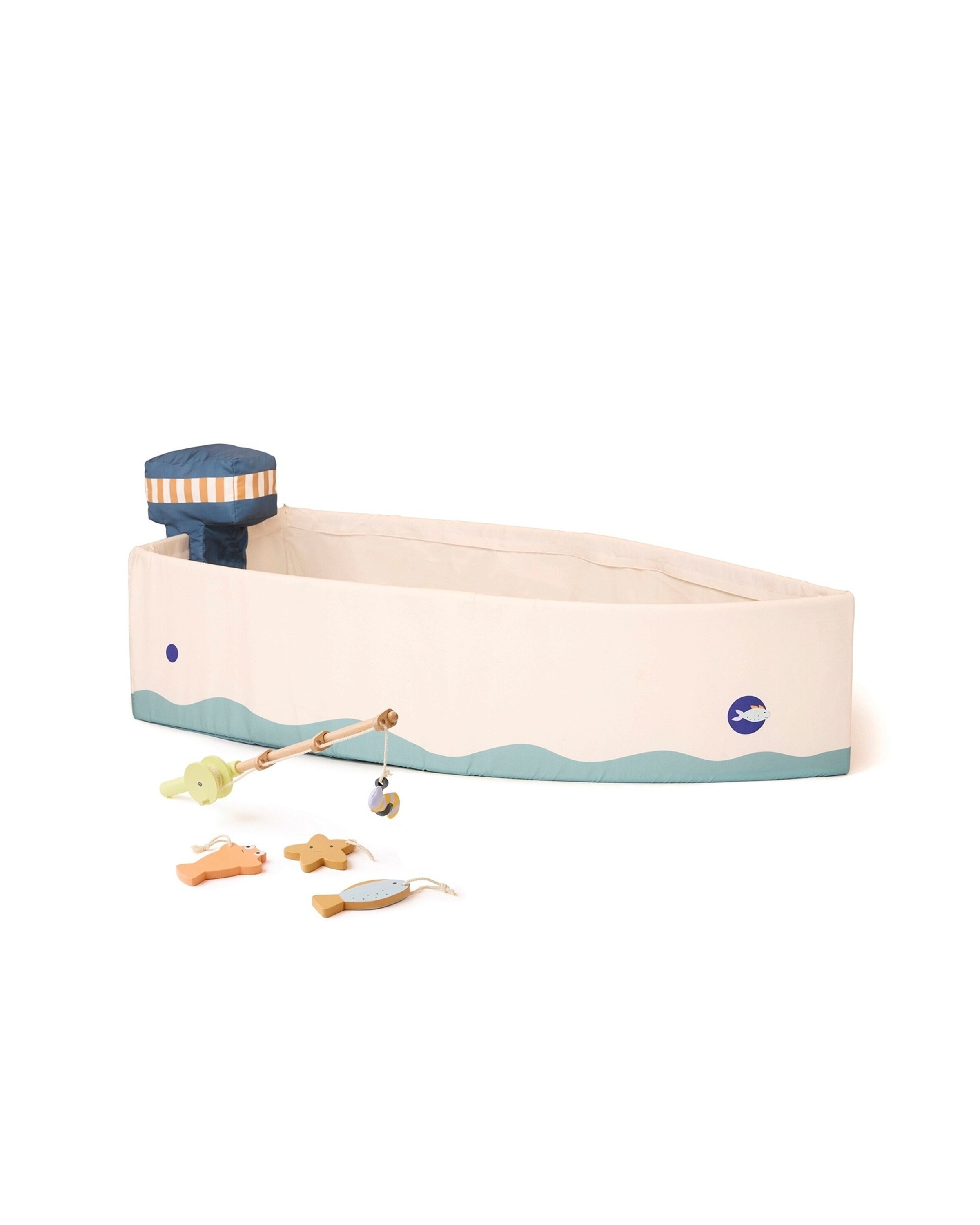 Kids Concept Fischerboot aus Stoff mit Angelset