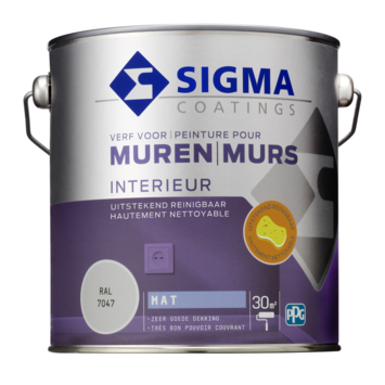 Sigma muurverf reinigbaar mat RAL 7047 2,5 liter