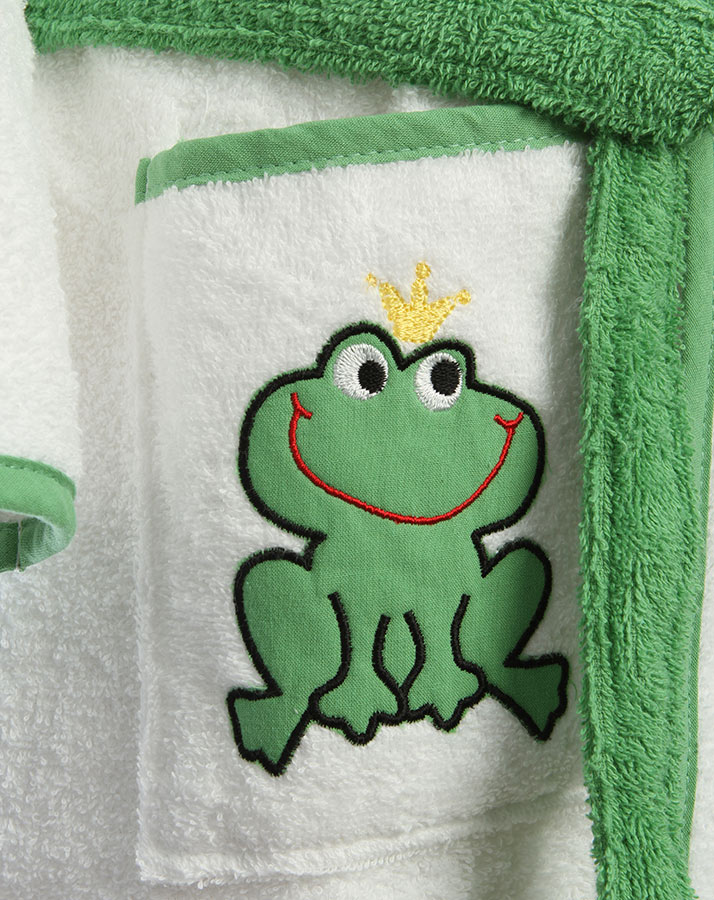 Bademantel FROSCHKÖNIG in weiß/grün