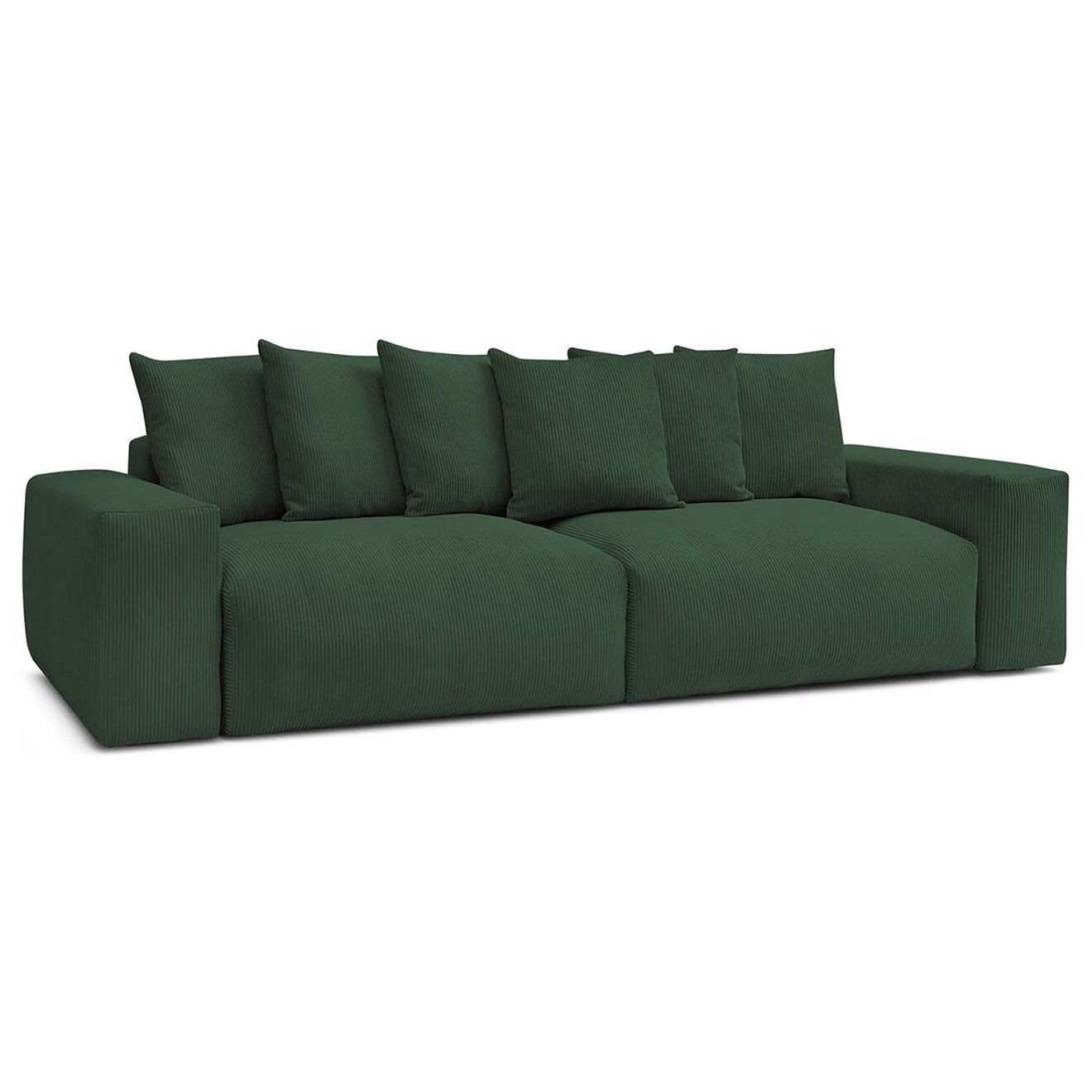 Bobochic Canapé 4 places moelleux voltaire velours côtelé vert - 320x124x75 cm