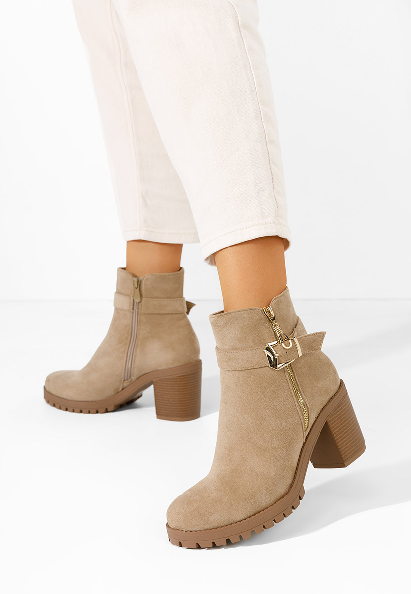 Bottines à gros talon kaki Loria