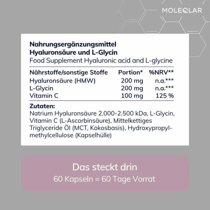 Moleqlar Longevity Hyaluron + Glycin Kapseln, 60 St