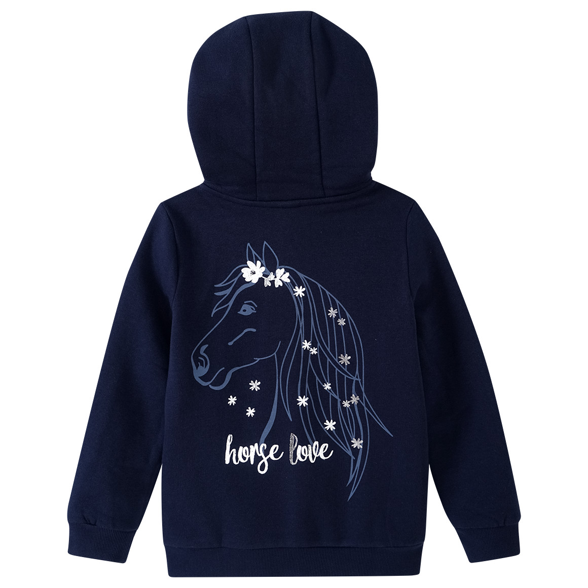 Yigga Mädchen Sweatjacke mit Pferde-Motiv dunkelblau