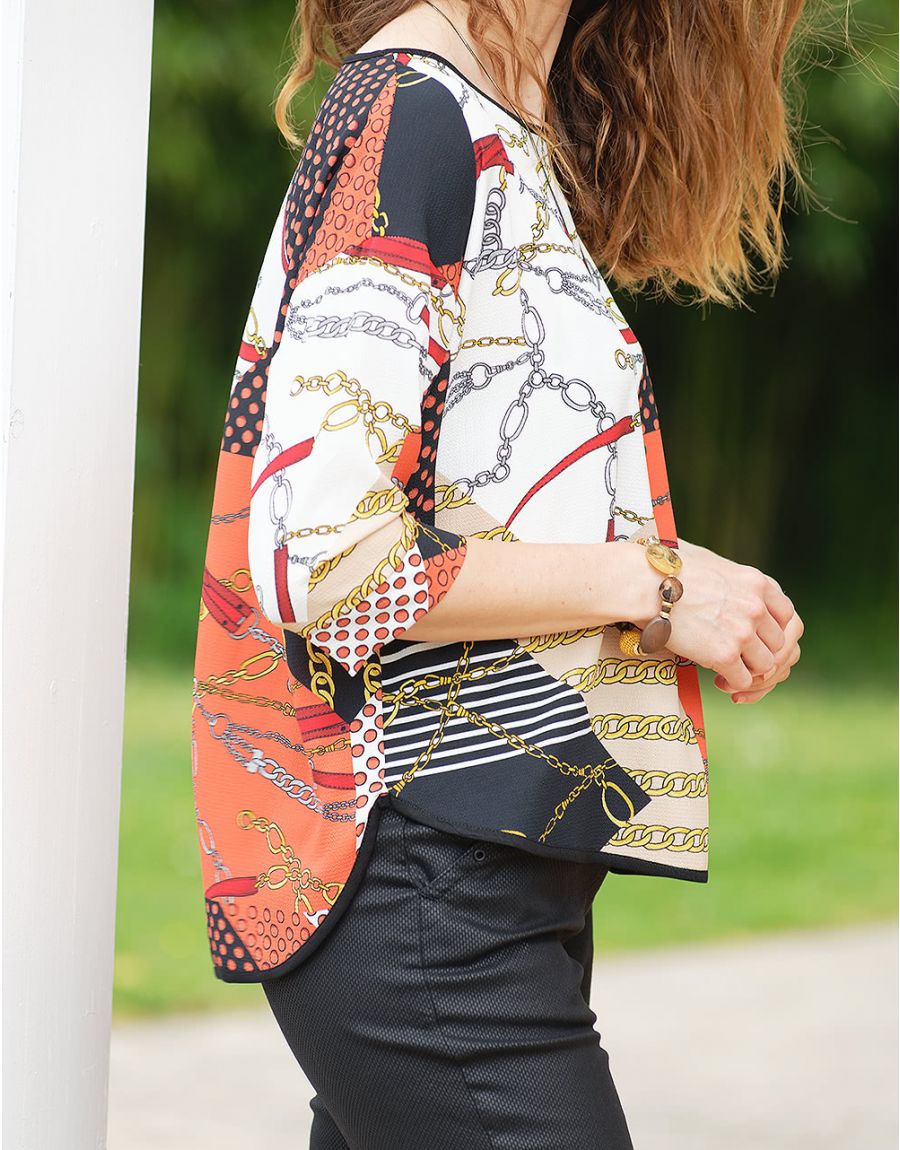 Blouse corail imprimée