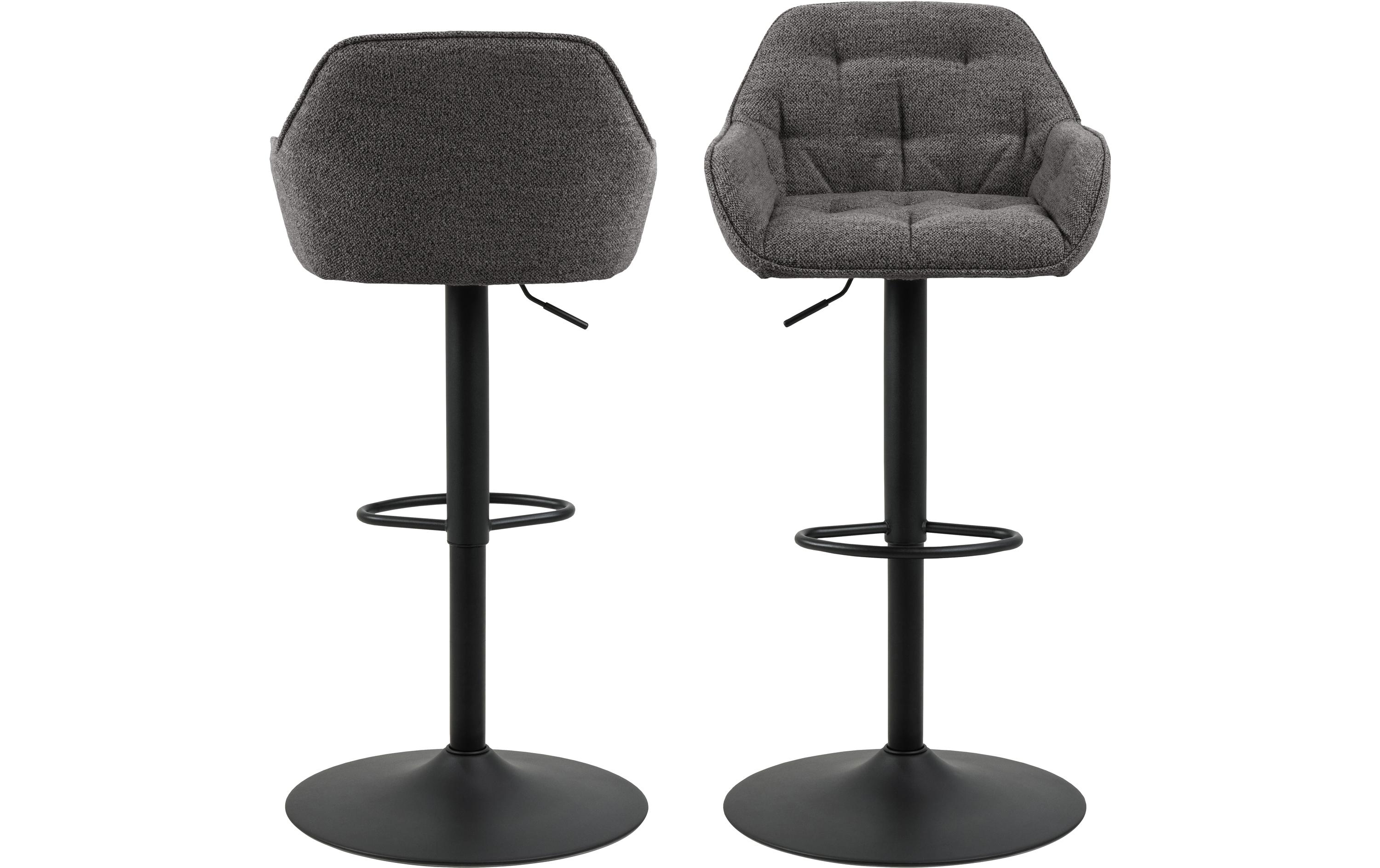 Barhocker Brooke, 2 Stück, 52 x 109 cm, Anthrazit<br>Barstühle mit feinem Steppdetail