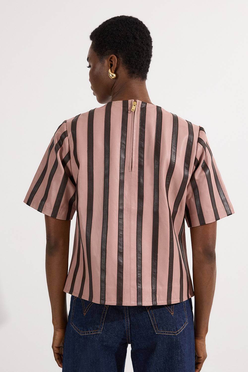 KarenMillen Haut en Cuir à Rayures Mix