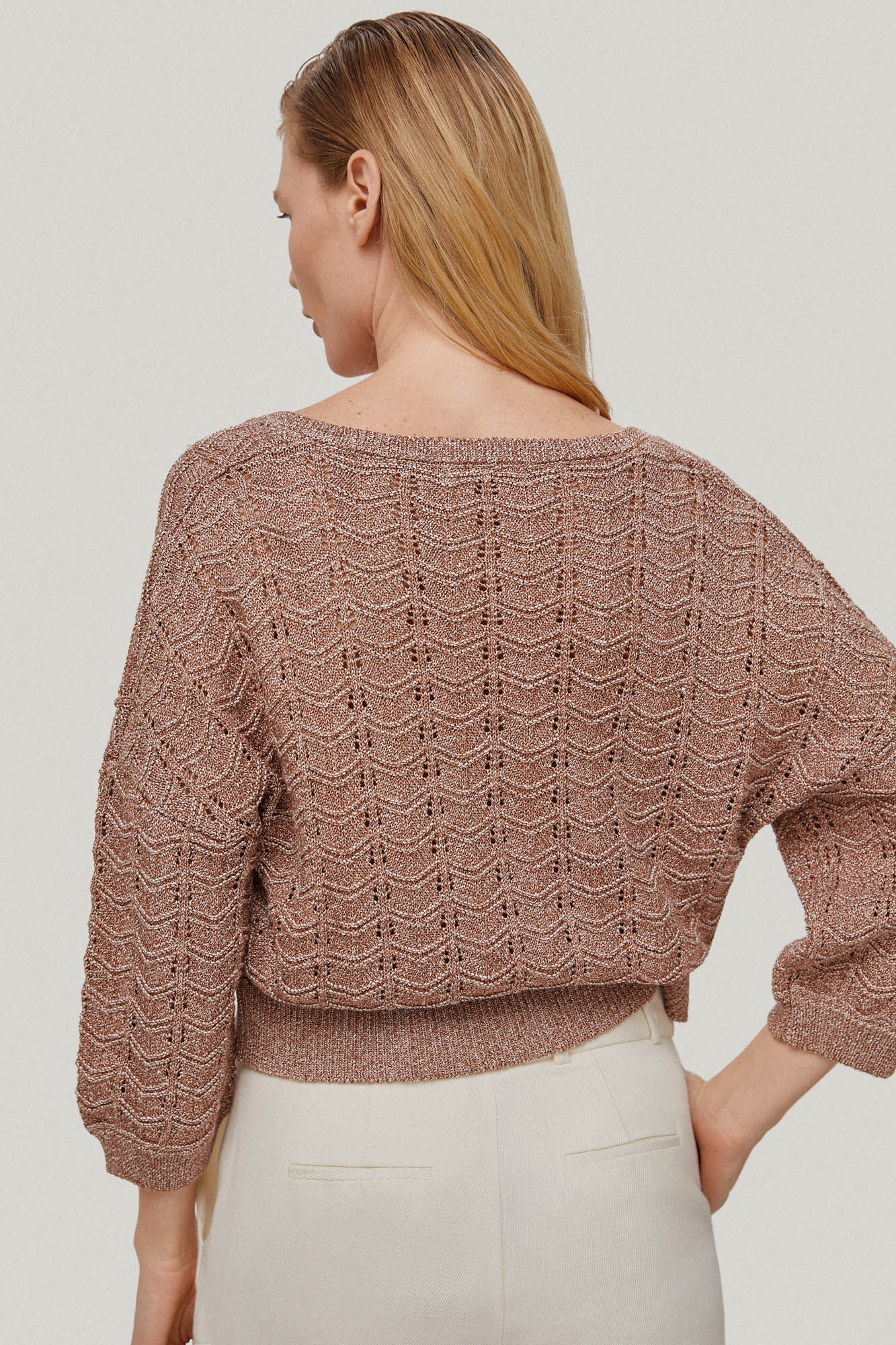 Jersey pico fantasia calada lurex - Rosa