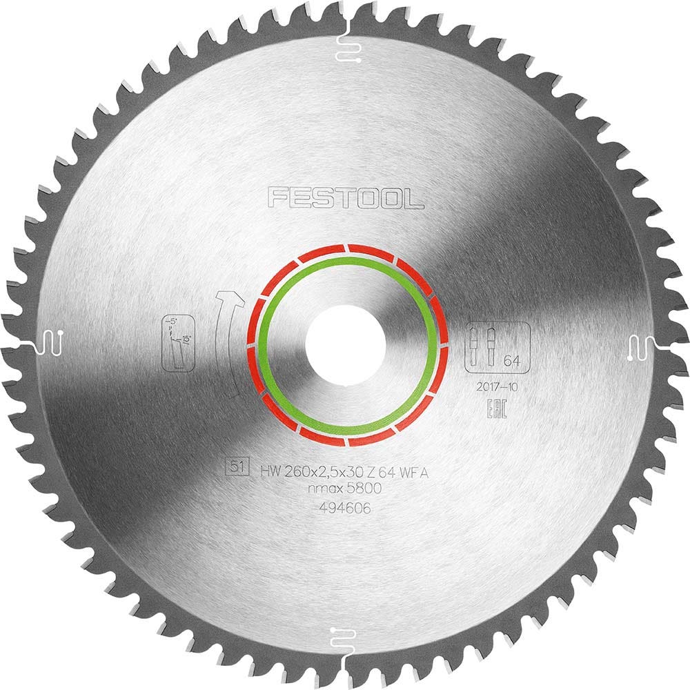 FESTOOL 260mm 64T TCT Circular Saw Blade for Laminate Flooring Cutting