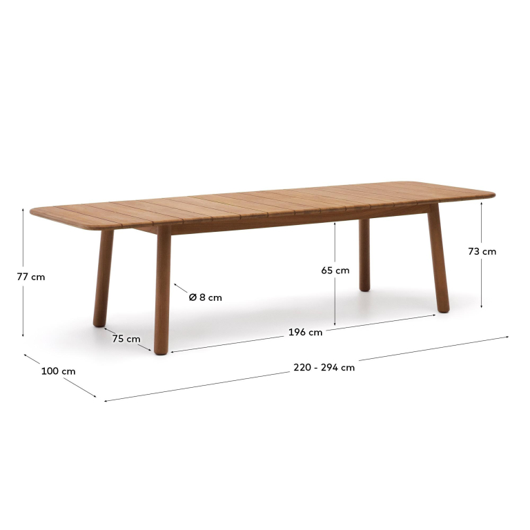 Kave Home Turqueta uitschuifbare tuintafel 220/294x100