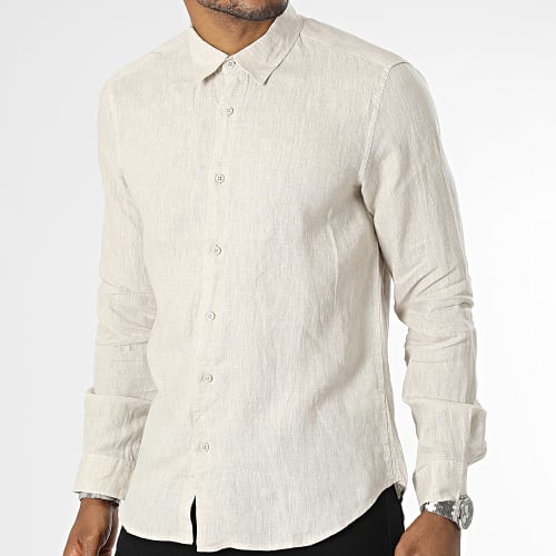 Chemise Manches Longues Beige Chiné