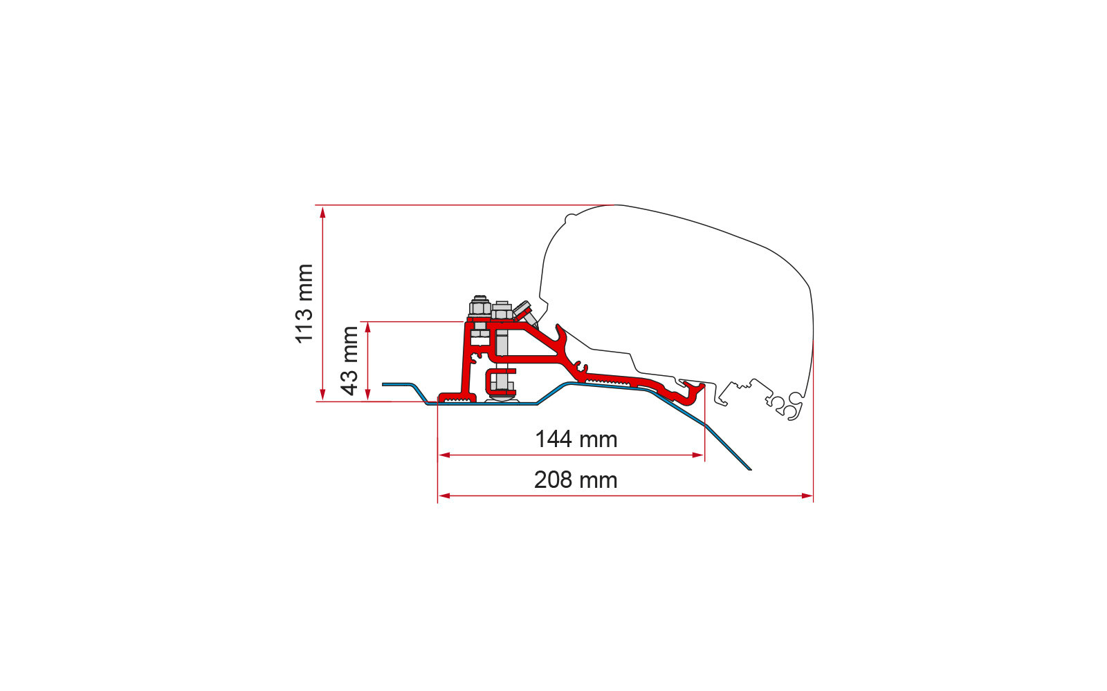Fiamma Adapter Kit Ducato H2 Skyroof für F80 Markisen