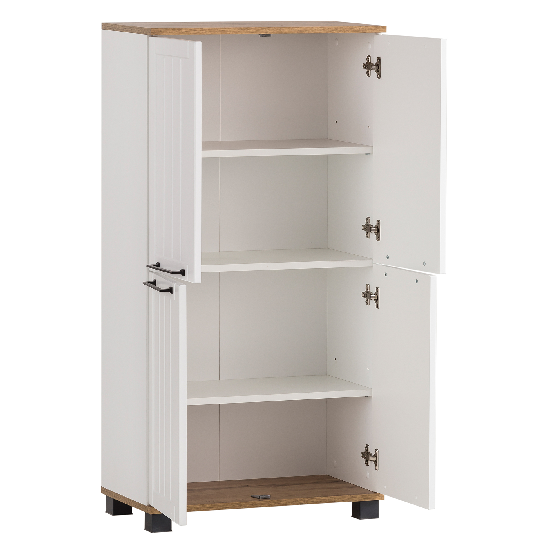Highboard - weiß matt-Eiche - 117 cm hoch