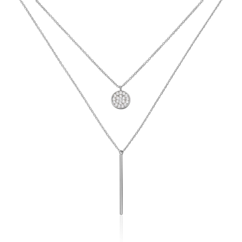 Collier Manna Argent Blanc Oxyde De Zirconium