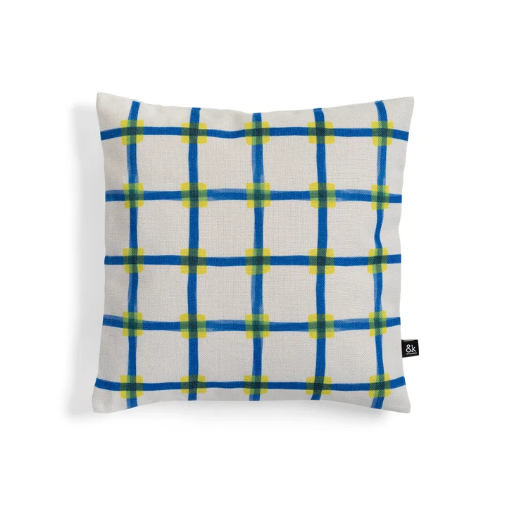 &klevering - Clash Kissen 40 x 40 cm, blau / gelb
