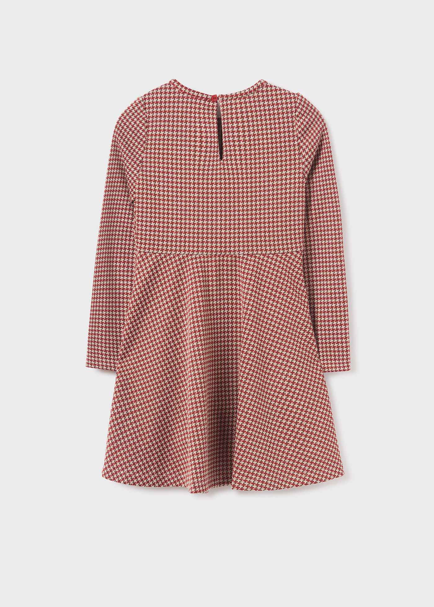 Vestido infantil de jacquard com estampa pied-de-poule