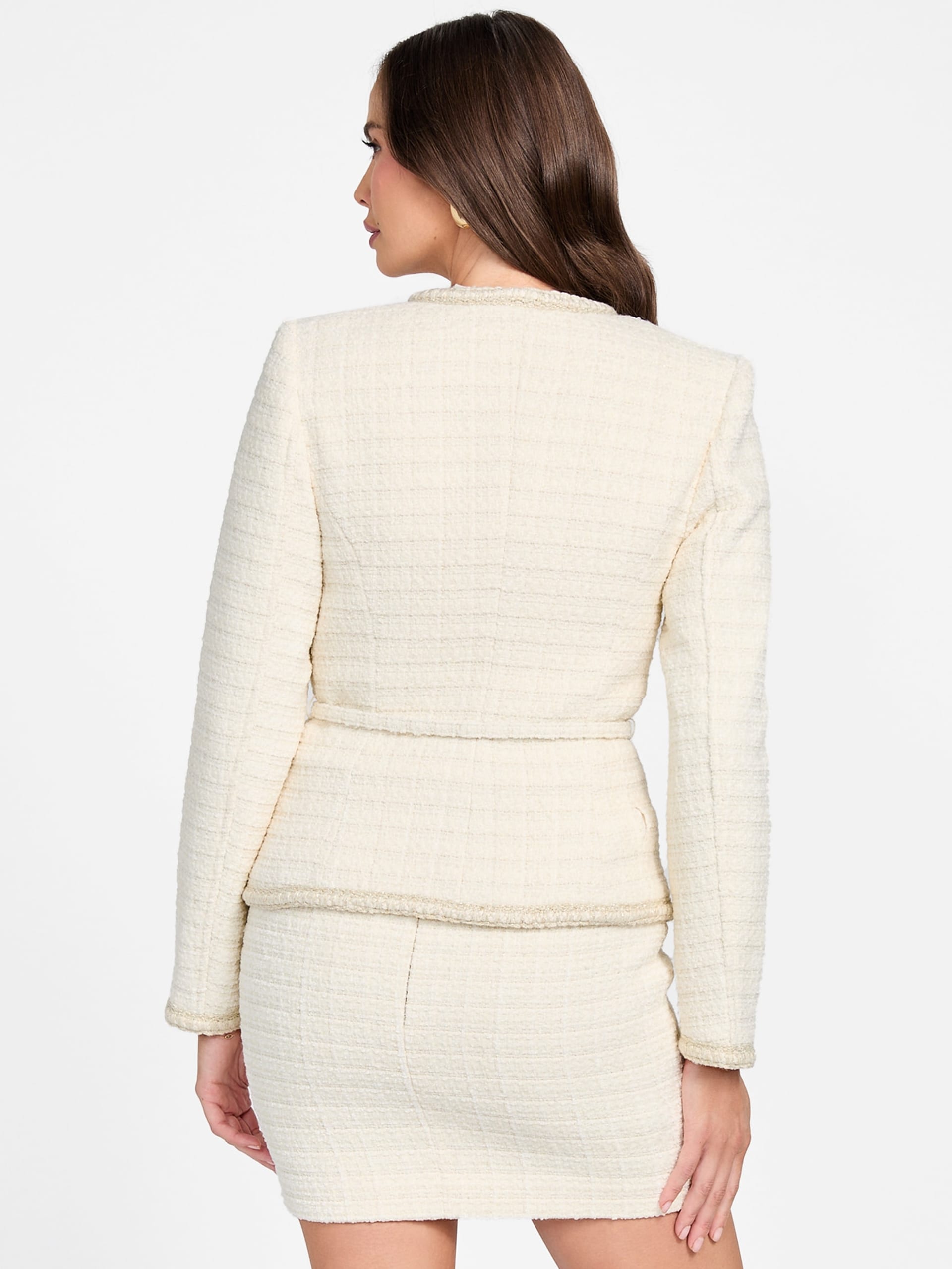 Blazer Eco Sue com cinto em bouclé