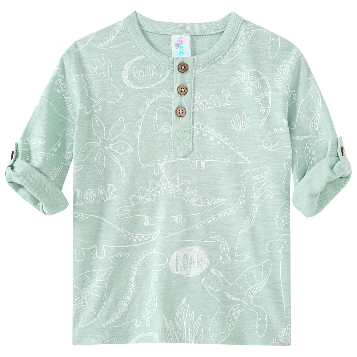 Topomini Baby Langarmshirt mit Dino-Motiven mintgrün