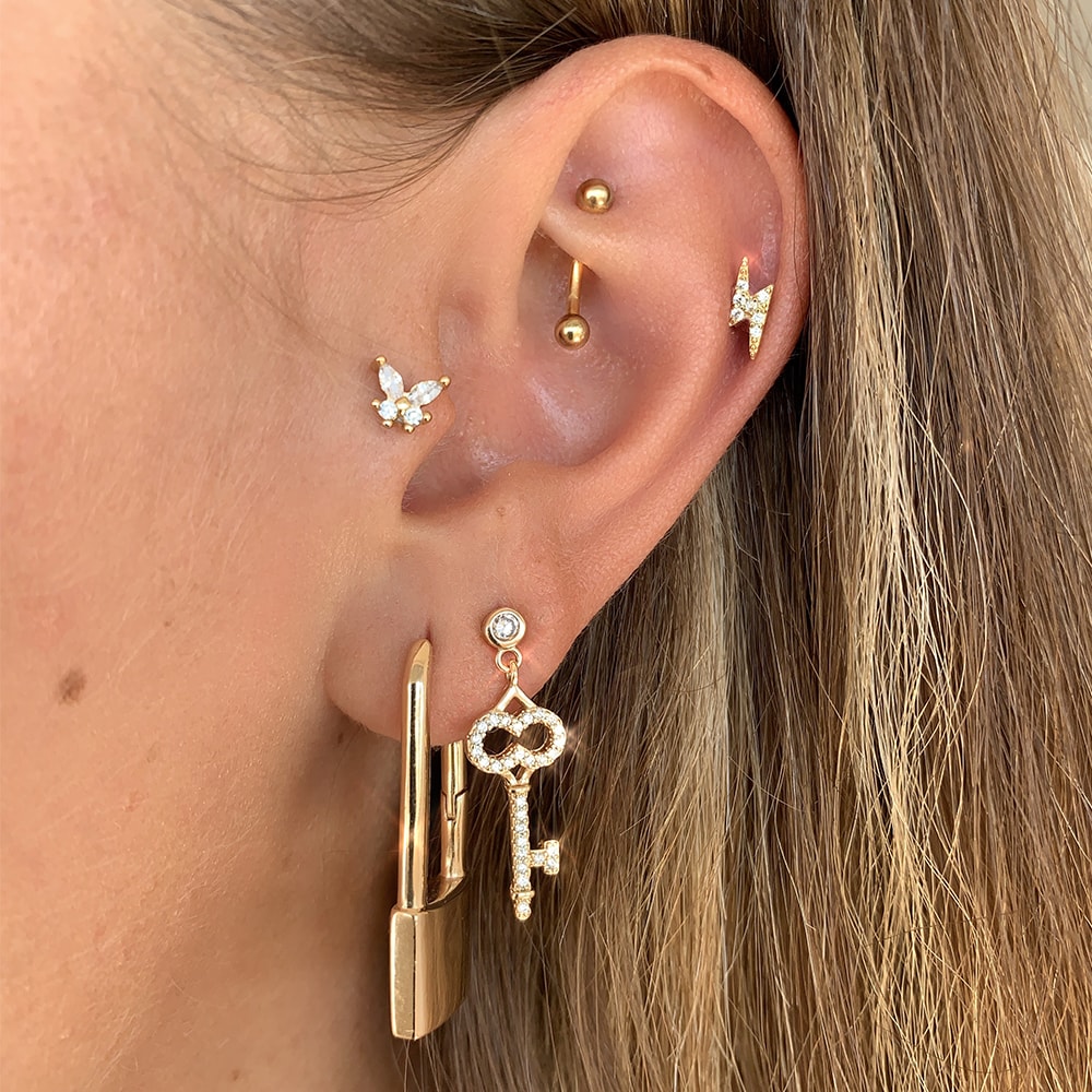 Boucle d'oreille - Lock - Laiton doré or 1 micron
