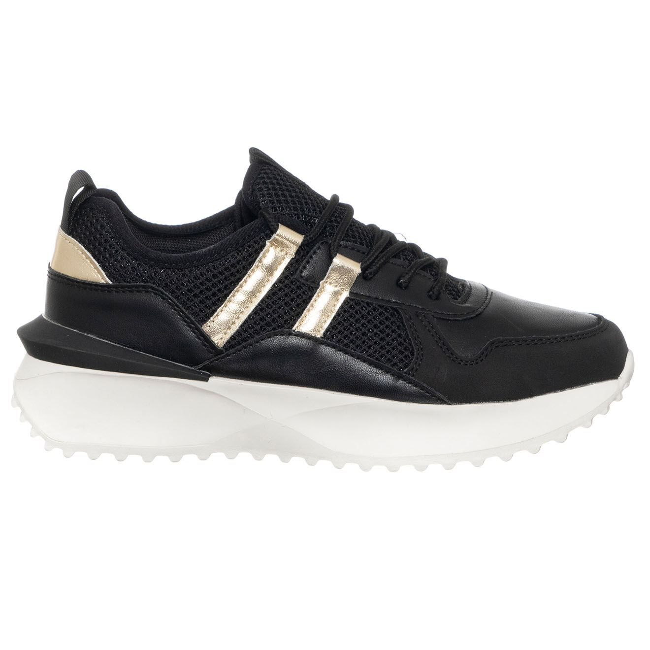 Loretta by Loretta Sneakers Tania noir/doré - Plateforme 4 cm