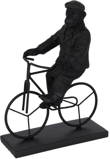 J-Line beeld Aap op fiets zwart 20 x 11,5 x 26,5 cm