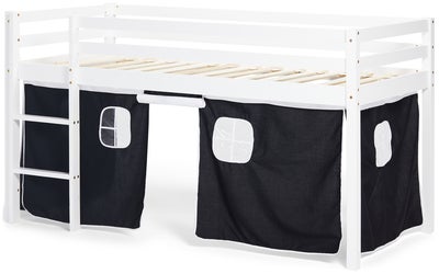 JLY PIRAT Dream Juniorseng Med Sengegardin Og Madrass 90x190, Hvit