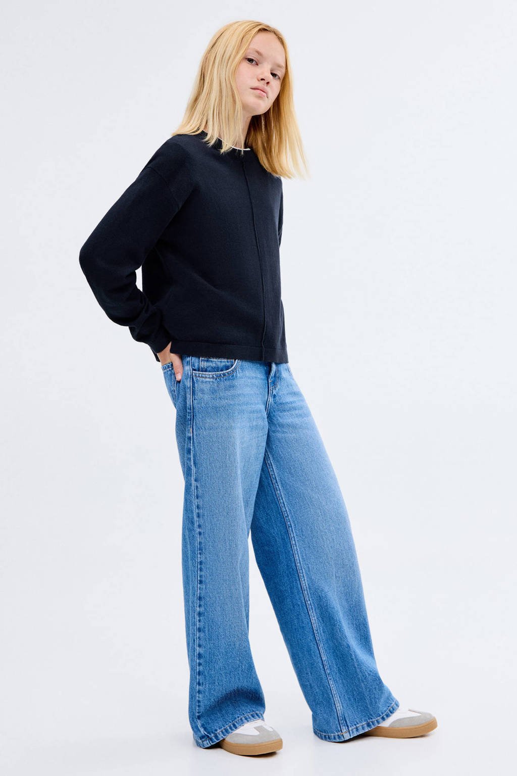 Mango Kids trui marine fijn gebreid