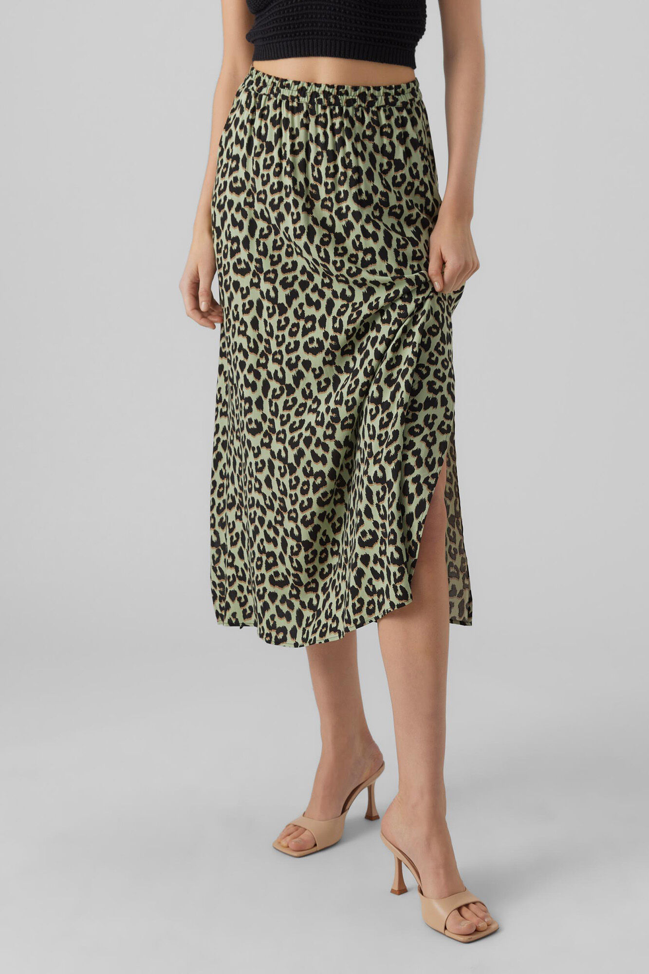 Saia midi estampada - Verde