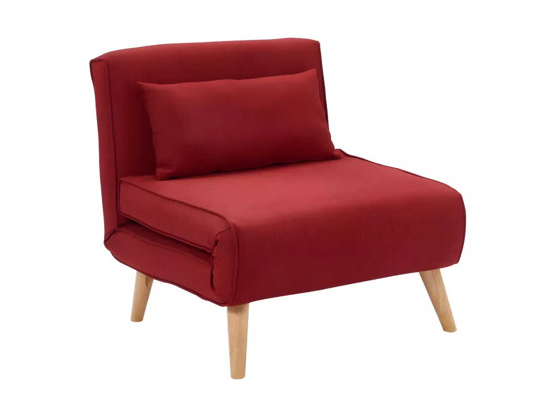 Fauteuil convertible POSIO en tissu - Rouge