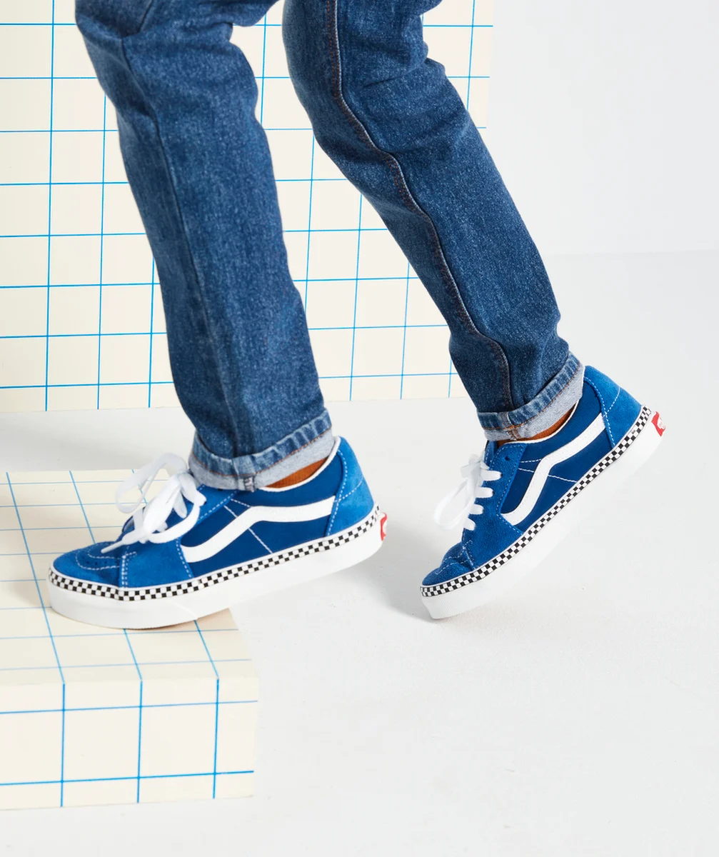VANSBASKETS BLEUES ET DAMIER UY SK8-LOW