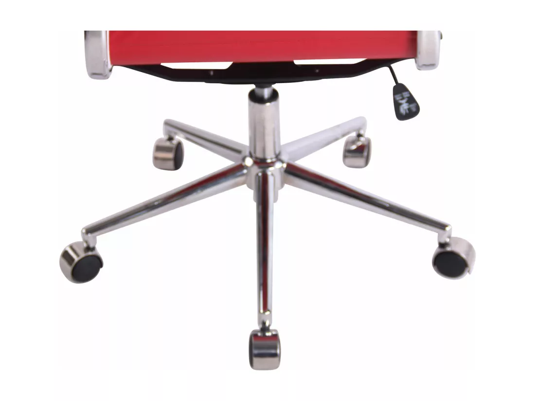 Chaise de bureau - Similicuir & Métal chromé - Rouge - Batley