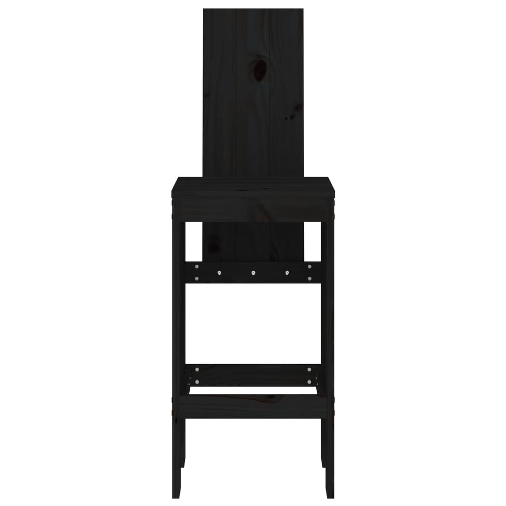 Tabourets de bar 2 pcs noir 40x42x120 cm bois massif de pin
