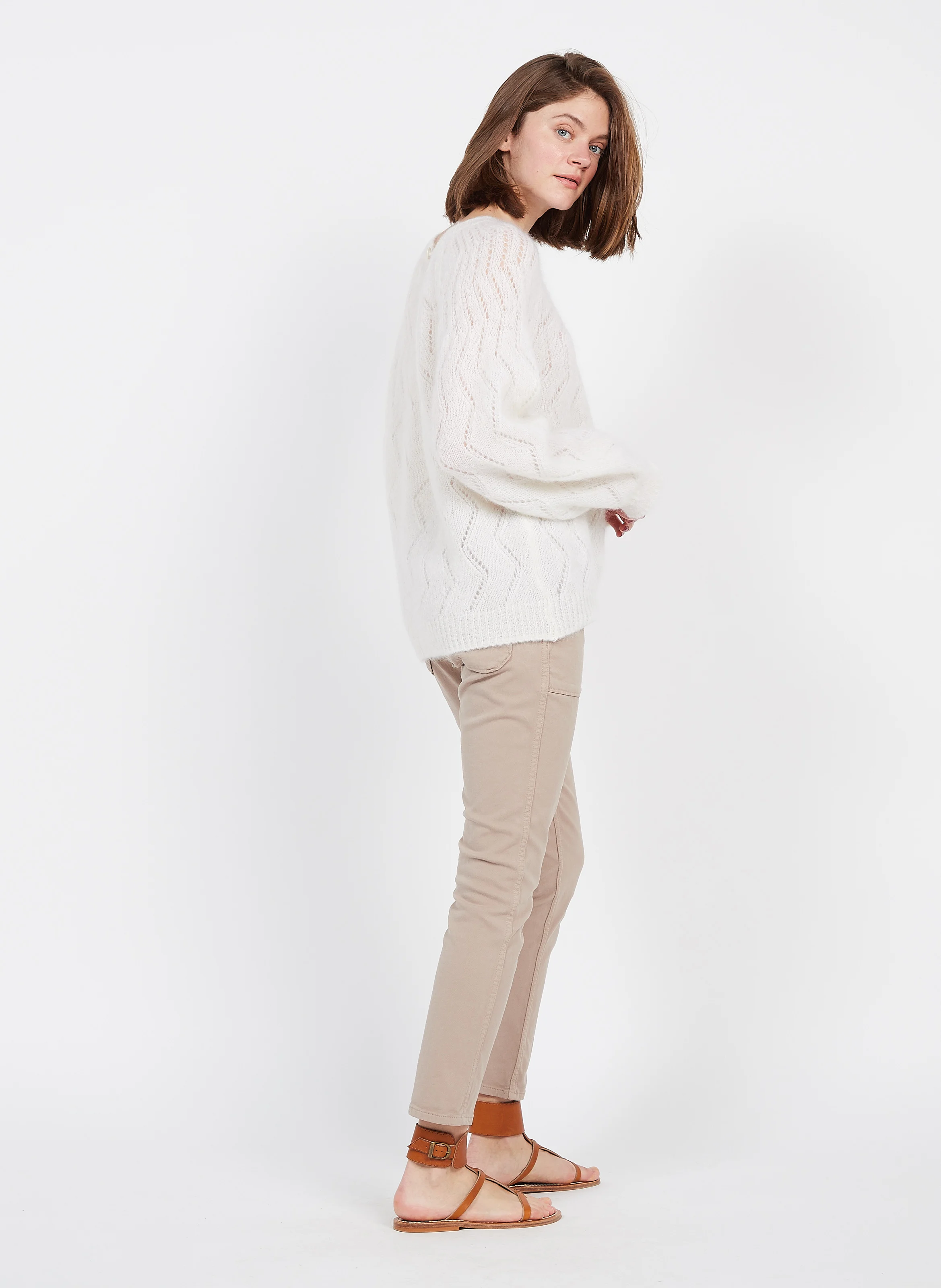 PIERCE - Jean slim en coton mélangé | Beige
