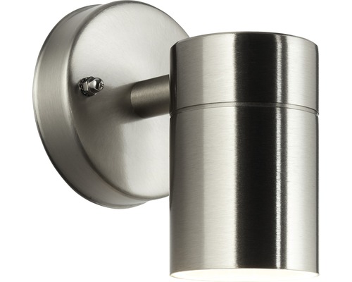 Buitenwandspot, 1-lichts, H 12,5 cm, roestvrij staal