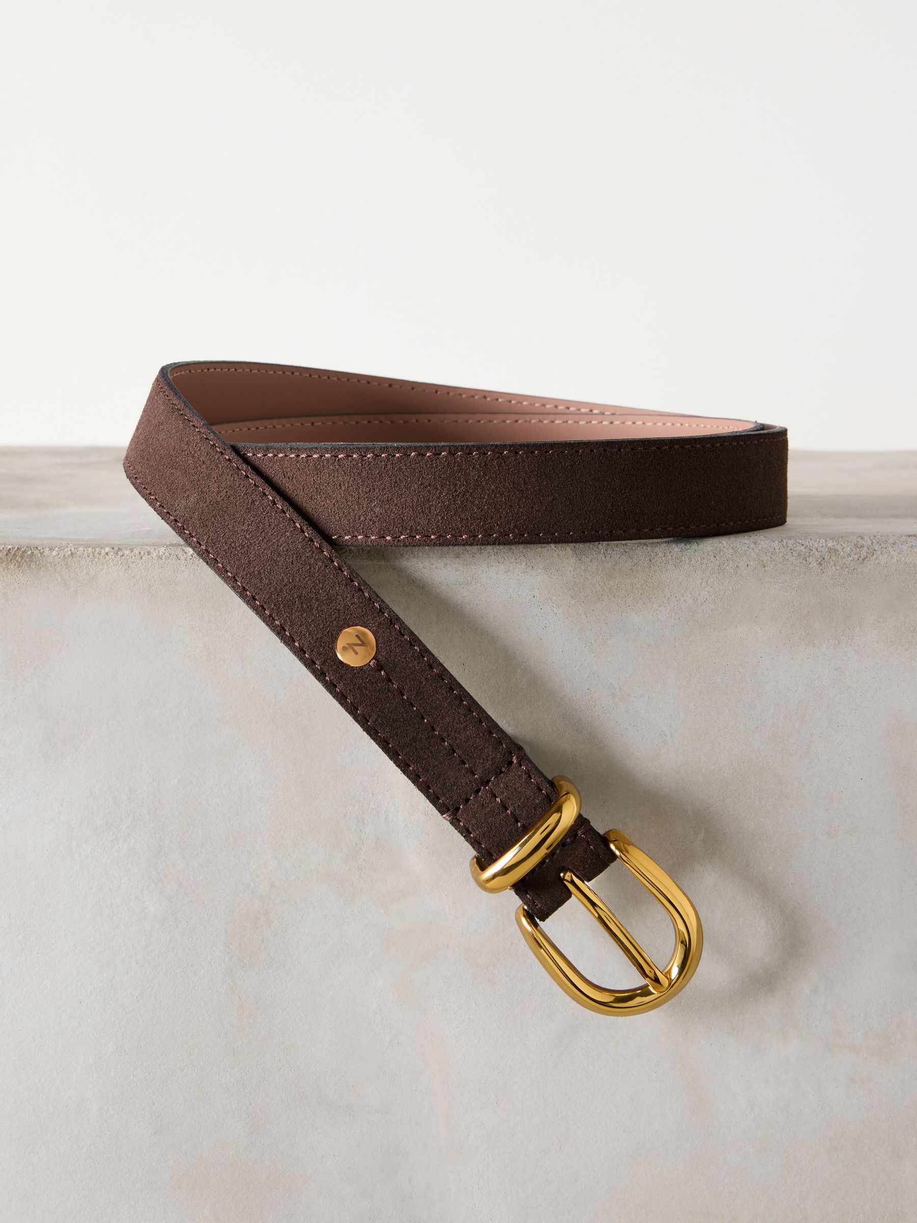 Chocoladebruin suède - N. Premium Made In Italië riem met gemiddelde breedte