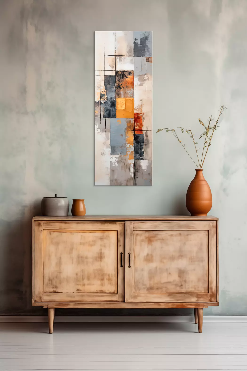 Wandbild 30 x 80 cm Beige, Grey and White V