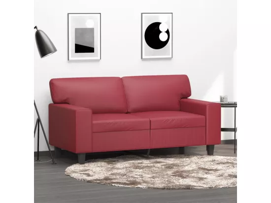 Canapé à 2 places Rouge bordeaux 120 cm Similicuir