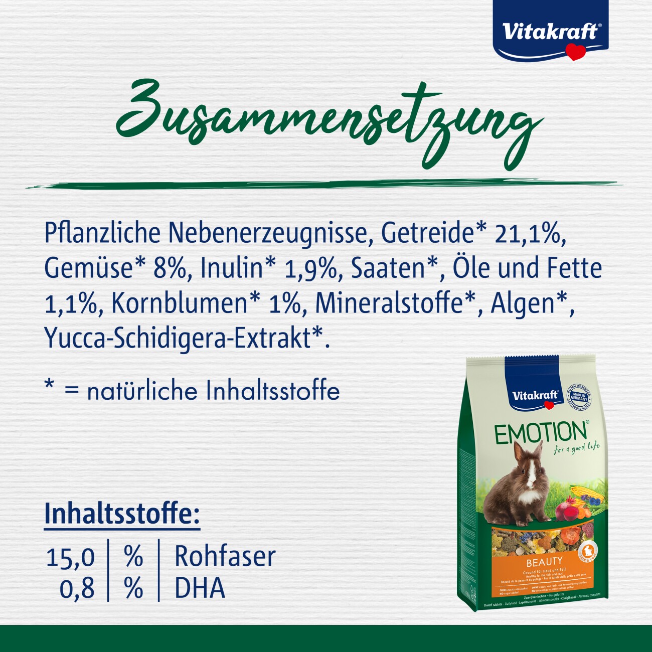 Vitakraft Emotion Beauty Selection Adult Zwergkaninchen 1,5kg