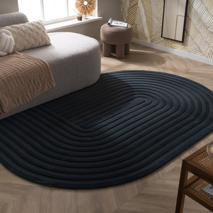 Organisch Vloerkleed - Flowy Arch Antraciet | Wasbaar
